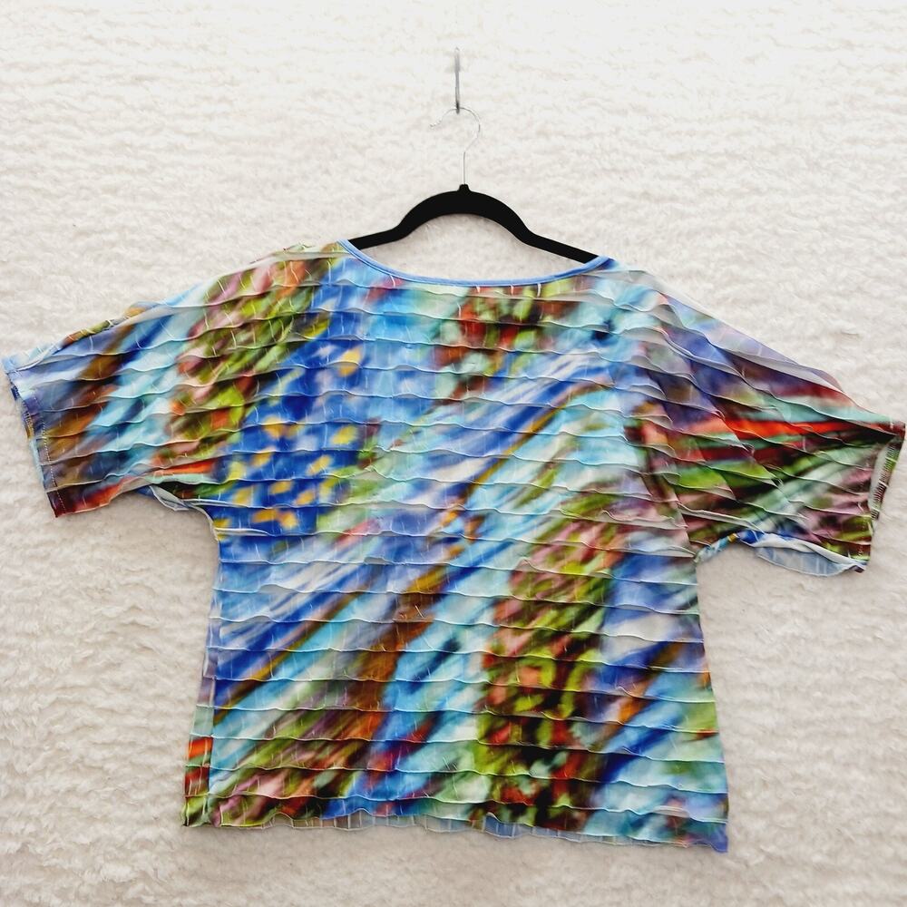 Blouse Mini Ruffle Abstract Crinkle Whimsycore Vacation Resort Y2K Retro Size M